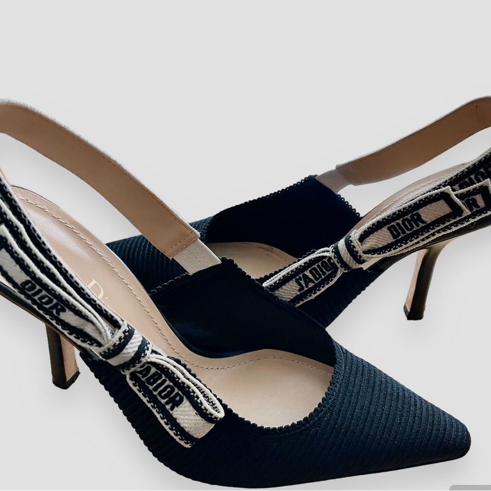 J’ADIOR Dior Shoes Black Silk Size 39 Ribbon Detail